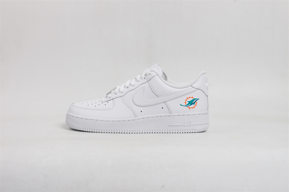 Men's Miami Dolphins Air Force 1 Low White Shoes 001