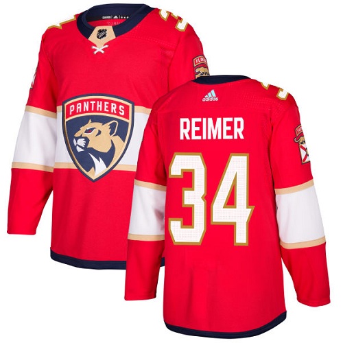 Men's Red Florida Panthers #34 James Reimer Stitched NHL Jersey