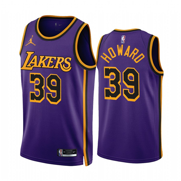 Men's Los Angeles Lakers #39 Dwight Howard 2022/23 Purple Statement Edition Stitched Basketball Jersey Men's Los Angeles Lakers #39 Dwight Howard 2022/23 Purple Statement Edition Stitched Basketball Jersey