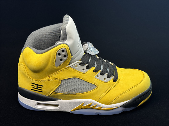 Men's Running Weapon Air Jordan 5 Yellow Shoes 0107