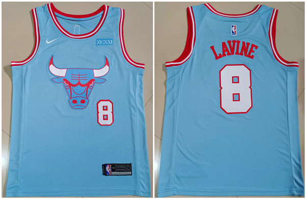 Men's Chicago Bulls #8 Zach LaVine Light Blue Stitched Basketball Jersey Men's Chicago Bulls #8 Zach LaVine Light Blue Stitched Basketball Jersey
