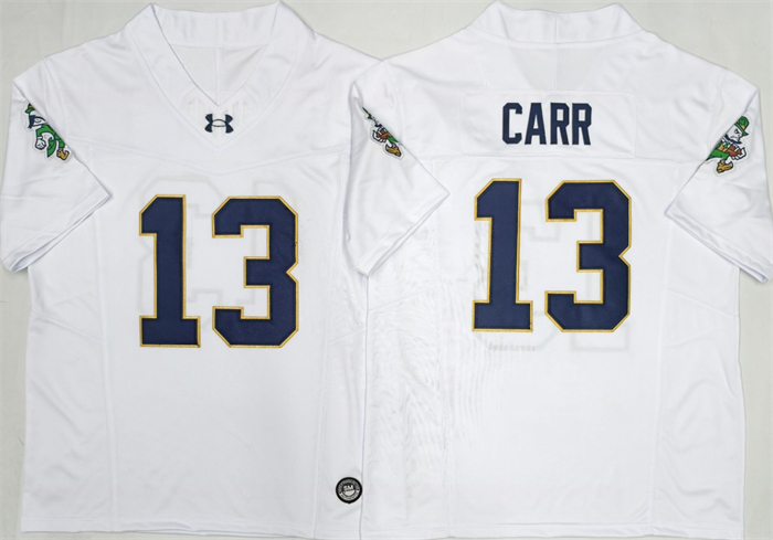 Men's Notre Dame Fighting Irish #13 CJ Carr White F.U.S.E. Limited Stitched Jersey