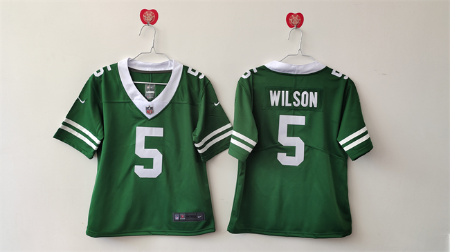 Women's New York Jets #5 Garrett Wilson Green Vapor Stitched Jersey(Run Small