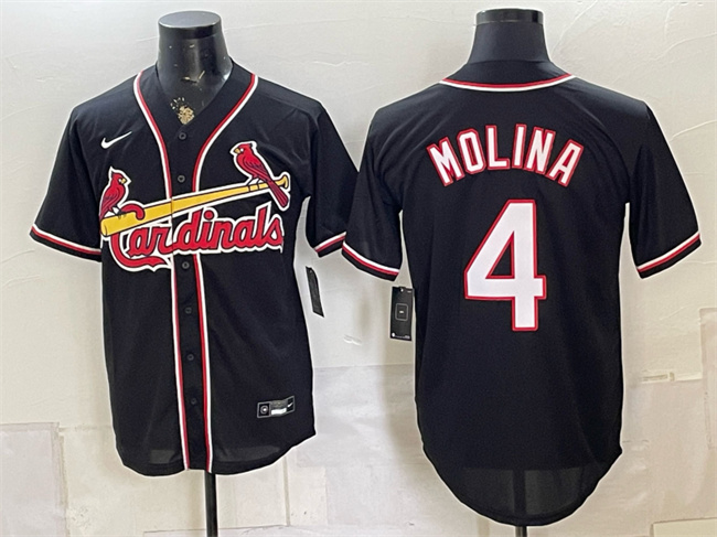 Men's St. Louis Cardinals #4 Yadier Molina 2026 Fashion Replica Black Out Stitched Baseball Jersey