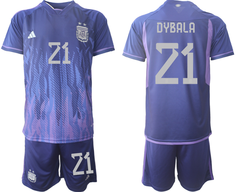 Men's Argentina #21 Dybala Purple 2022 FIFA World Cup Away Soccer Jersey Suit Men's Argentina #21 Dybala Purple 2022 FIFA World Cup Away Soccer Jersey Suit