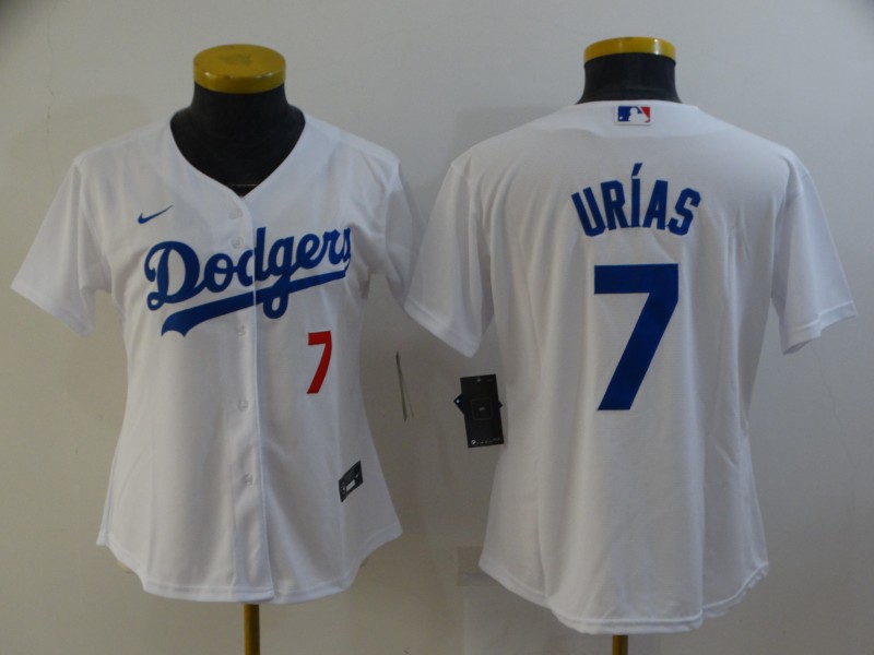 Women's Los Angeles Dodgers #7 Julio Urias White Cool Base Stitched Baseball Jersey(Run Small) Women's Los Angeles Dodgers #7 Julio Urias White Cool Base Stitched Baseball Jersey(Run Small)
