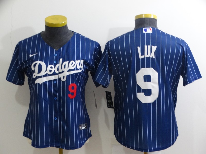 Women's Los Angeles Dodgers #9 Gavin Lux Blue Stitched Baseball Jersey(Run Small) Women's Los Angeles Dodgers #9 Gavin Lux Blue Stitched Baseball Jersey(Run Small)
