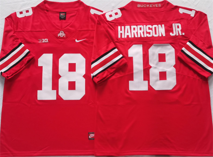 Men's Ohio State Buckeyes #18 Harrinson jr Red Stitched Jersey