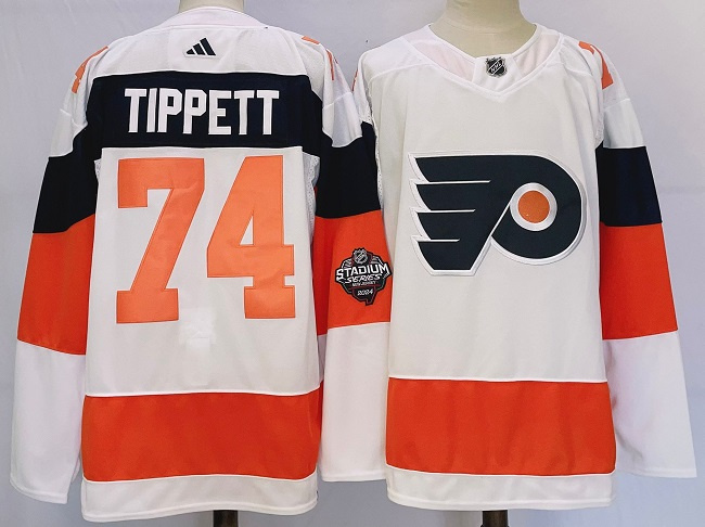 Men's Philadelphia Flyers #74 Owen Tippett White 2023-2024 Stadium Series Stitched Jersey Men's Philadelphia Flyers #74 Owen Tippett White 2023-2024 Stadium Series Stitched Jersey