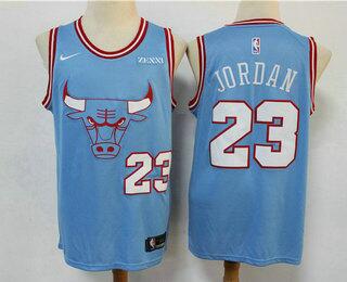 Men's Chicago Bulls #23 Michael Jordan Light Blue Stitched Basketball Jersey