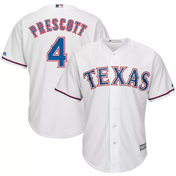 Women's Texas Rangers #4 Dak Prescott White Cool Base Stitched Jersey(Run Small)
