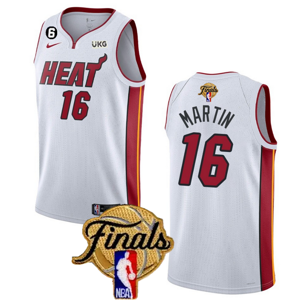Men's Miami Heat #16 Caleb Martin White 2023 Finals Association Edition With NO.6 Patch Stitched Basketball Jersey Men's Miami Heat #16 Caleb Martin White 2023 Finals Association Edition With NO.6 Patch Stitched Basketball Jersey