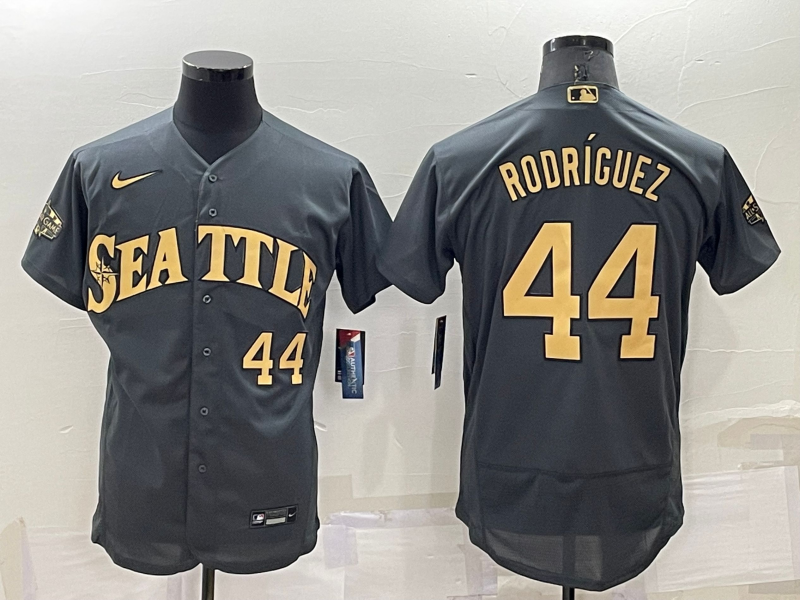 Men's Seattle Mariners #44 Julio Rodríguez 2022 All-Star Charcoal Flex Base Stitched Jersey