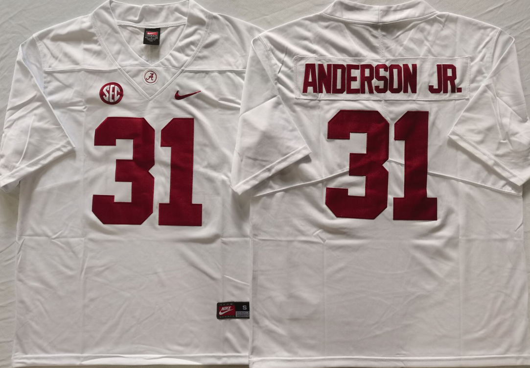 Men's Alabama Crimson Tide #31 Will Anderson Jr. White Stitched Football Jersey
