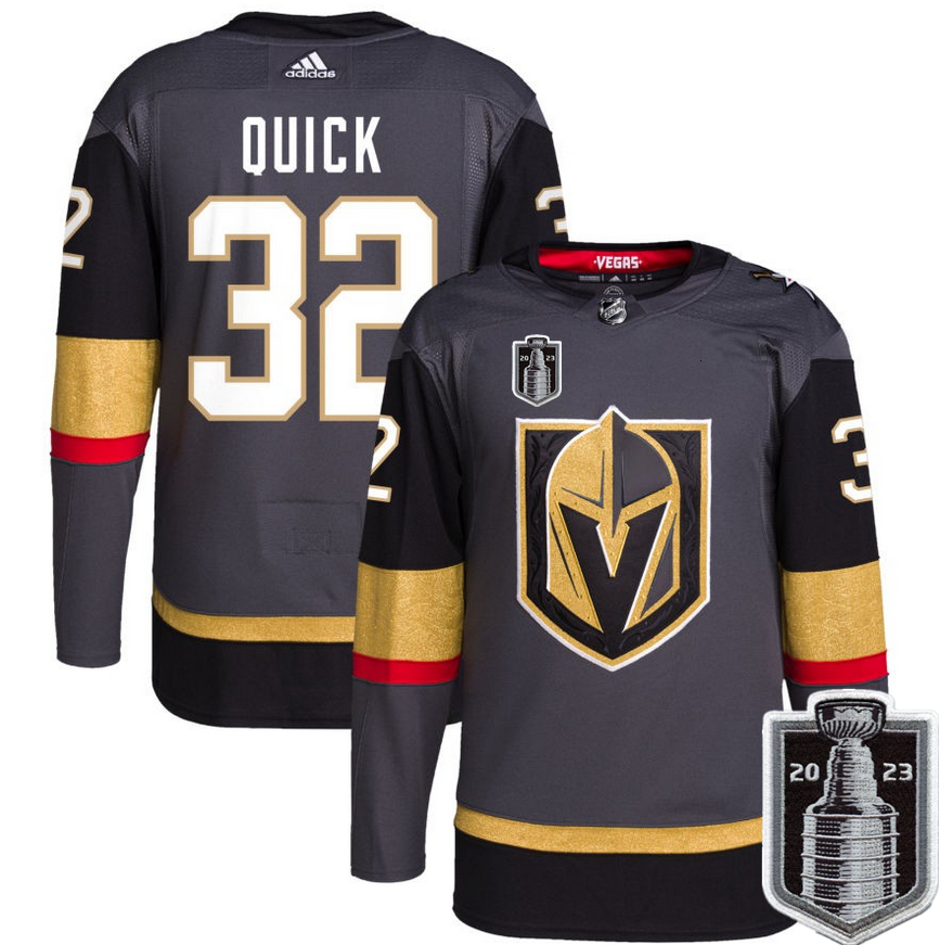 Men's Vegas Golden Knights #32 Jonathan Quick Gray 2023 Stanley Cup Final Stitched Jersey Men's Vegas Golden Knights #32 Jonathan Quick Gray 2023 Stanley Cup Final Stitched Jersey