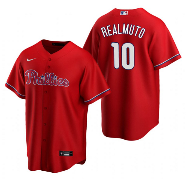 Youth Philadelphia Phillies #10 J.T. Realmuto Red Cool Base Stitched Baseball Jersey