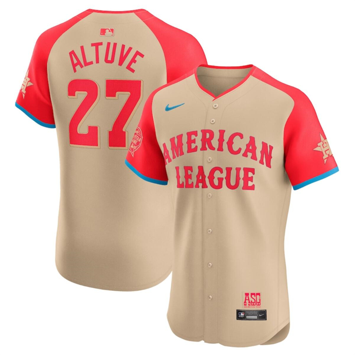 Men's American League #27 Jose Altuve Cream 2024 All-Star Elite Stitched Baseball Jersey Men's American League #27 Jose Altuve Cream 2024 All-Star Elite Stitched Baseball Jersey