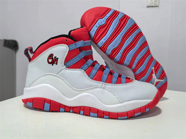 Men's Running Weapon Air Jordan 10 White/Red Shoes 006