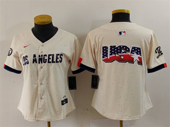 Women's Los Angeles Dodgers Team Big Logo Cream 2024 City Connect Limited Stitched Jersey(Run Small) Women's Los Angeles Dodgers Team Big Logo Cream 2024 City Connect Limited Stitched Jersey(Run Small)