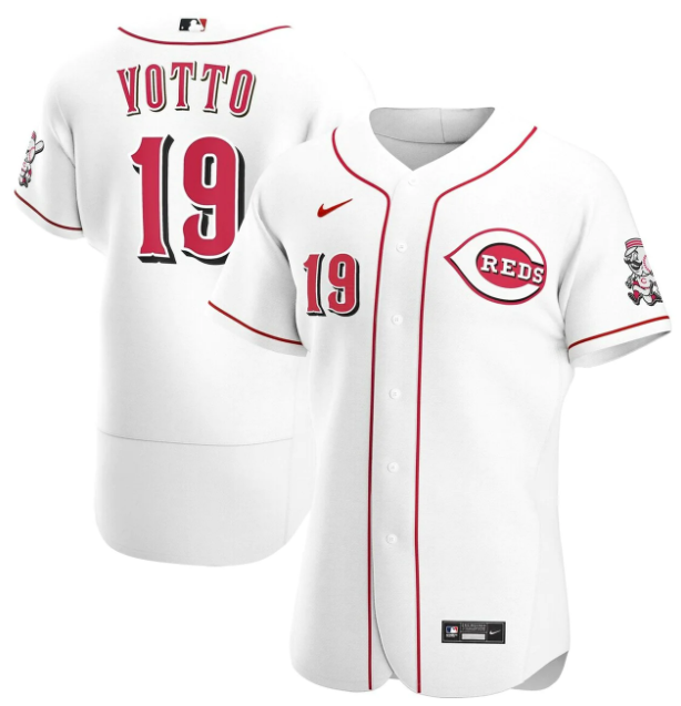 Men's Cincinnati Reds #19 Joey Votto White Flex Base Stitched Jersey