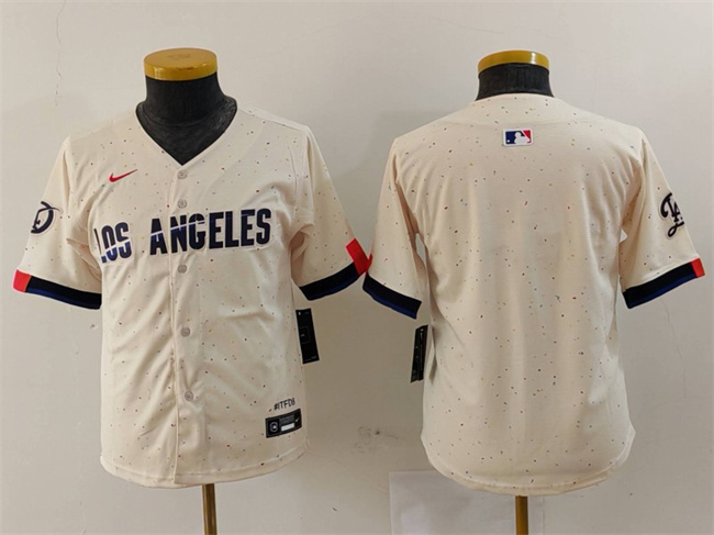 Youth Los Angeles Dodgers Blank Cream 2024 City Connect Limited Stitched Baseball Jersey