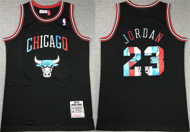 Men's Chicago Bulls #23 Michael Jordan Black 1997-98 Stitched Basketball Jersey