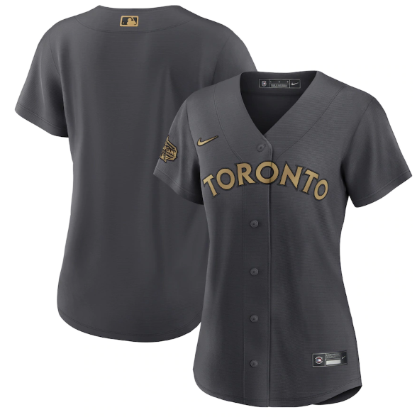 Women's Toronto Blue Jays Blank 2022 All-Star Charcoal Stitched Baseball Jersey(Run Small)