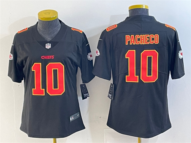 Women's Kansas City Chiefs #10 Isiah Pacheco Limited Black Vapor Untouchable Stitched Football Jersey(Run Small)