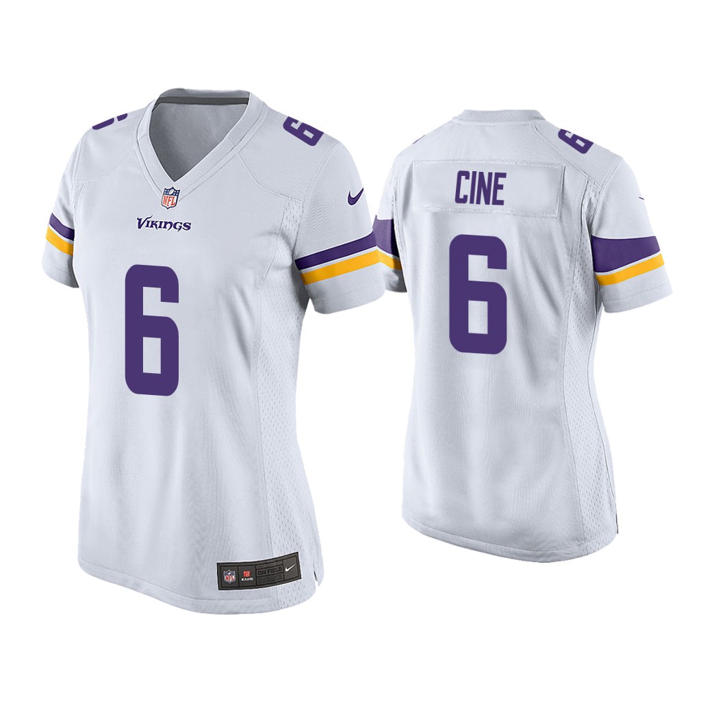 Women's Minnesota Vikings #6 Lewis Cine White Stitched Jersey(Run Small)