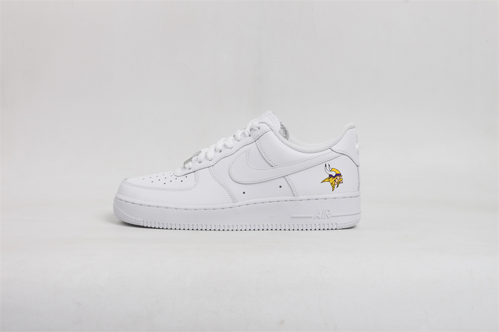 Men's Minnesota Vikings Air Force 1 Low White Shoes 001