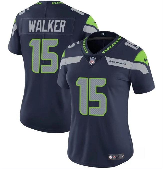 Women's Seattle Seahawks #15 P.J. Walker Navy Vapor Limited Stitched Football Jersey(Run Small)