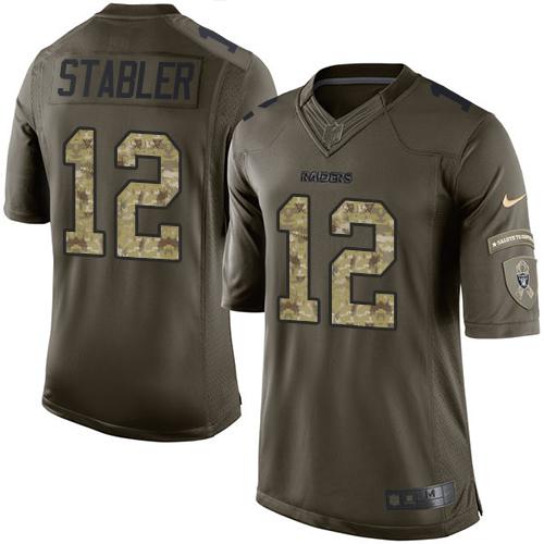Raiders #12 Kenny Stabler Green Men's Stitched NFL Limited Salute to Service Jersey