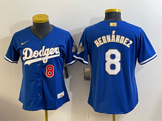 Youth Los Angeles Dodgers #8 Enrique Hernández Royal 2026 Alternate Gold Collection Stadium Stitched Baseball Jersey