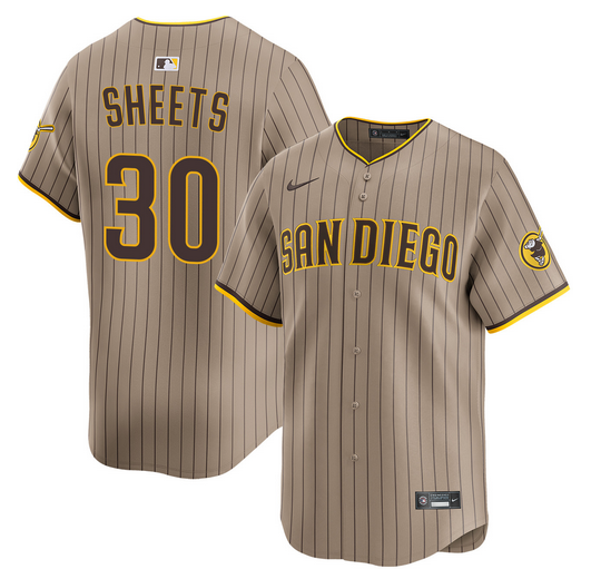 Men's San Diego Padres #30 Gavin Sheets Tan 2026 Alternate Limited Stitched Baseball Jersey Men's San Diego Padres #30 Gavin Sheets Tan 2026 Alternate Limited Stitched Baseball Jersey