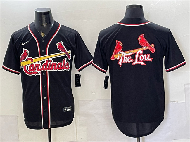 Men's St. Louis Cardinals Team Big Logo 2026 Fashion Replica Black Out Stitched Baseball Jersey