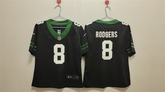 Women's New York Jets #8 Aaron Rodgers Black Vapor Stitched Jersey(Run Small)