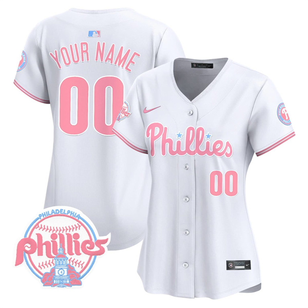 Women's Philadelphia Phillies Active Player Custom Bubblegum White Vapor Premier Limited(Run Small) Women's Philadelphia Phillies Active Player Custom Bubblegum White Vapor Premier Limited(Run Small)