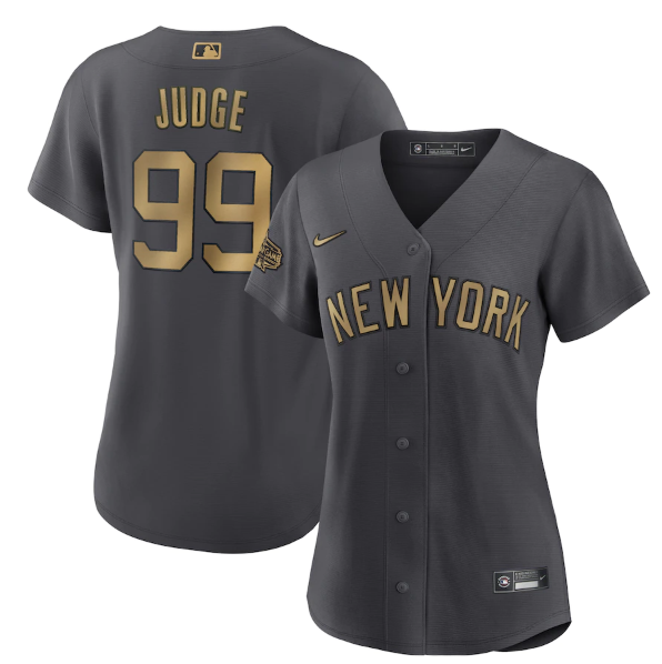 Women's New York Yankees #99 Aaron Judge 2022 All-Star Charcoal Stitched Baseball Jersey(Run Small) Women's New York Yankees #99 Aaron Judge 2022 All-Star Charcoal Stitched Baseball Jersey(Run Small)