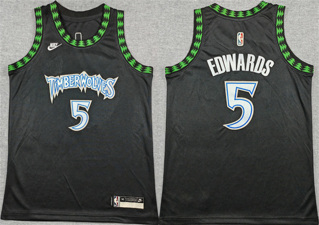 Youth Minnesota Timberwolves #5 Anthony Edwards Black 2025/26 Classic Edition Stitched Jersey
